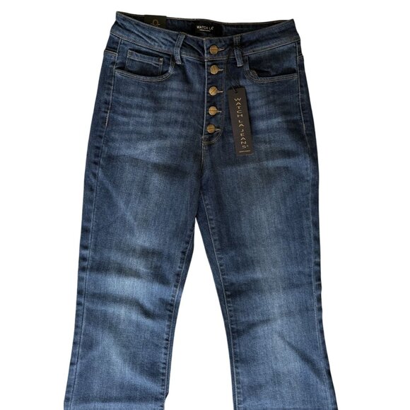 Watch LA Junior/Womens Blue Button-Fly Flare Jeans Size 9 Premium Denim NWT - Picture 2 of 8